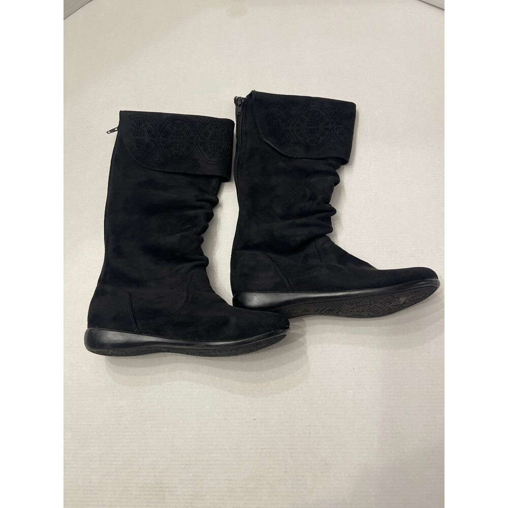 Hotcakes "Chop Out" Black Faux Suede Slouch Boots Size 4M